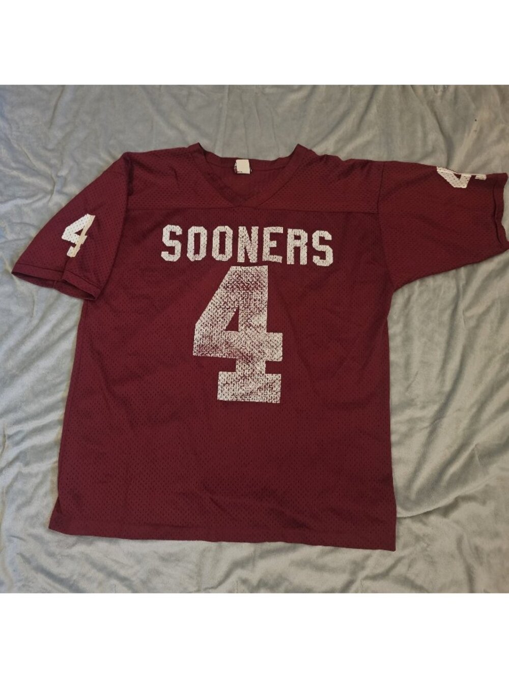 VTG Oklahoma Sooners Football Jersey Nylon Mesh #4 Sz L Faded Maroon